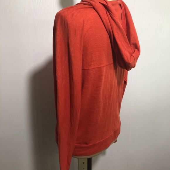 EILEEN FISHER Linen Cardigan Womens XS Orange Dolman Sleeves Hoodie Sweater - Picture 10 of 14